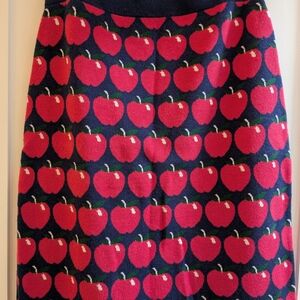 Anthropologie Red and Navy Apple Pencil Skirt